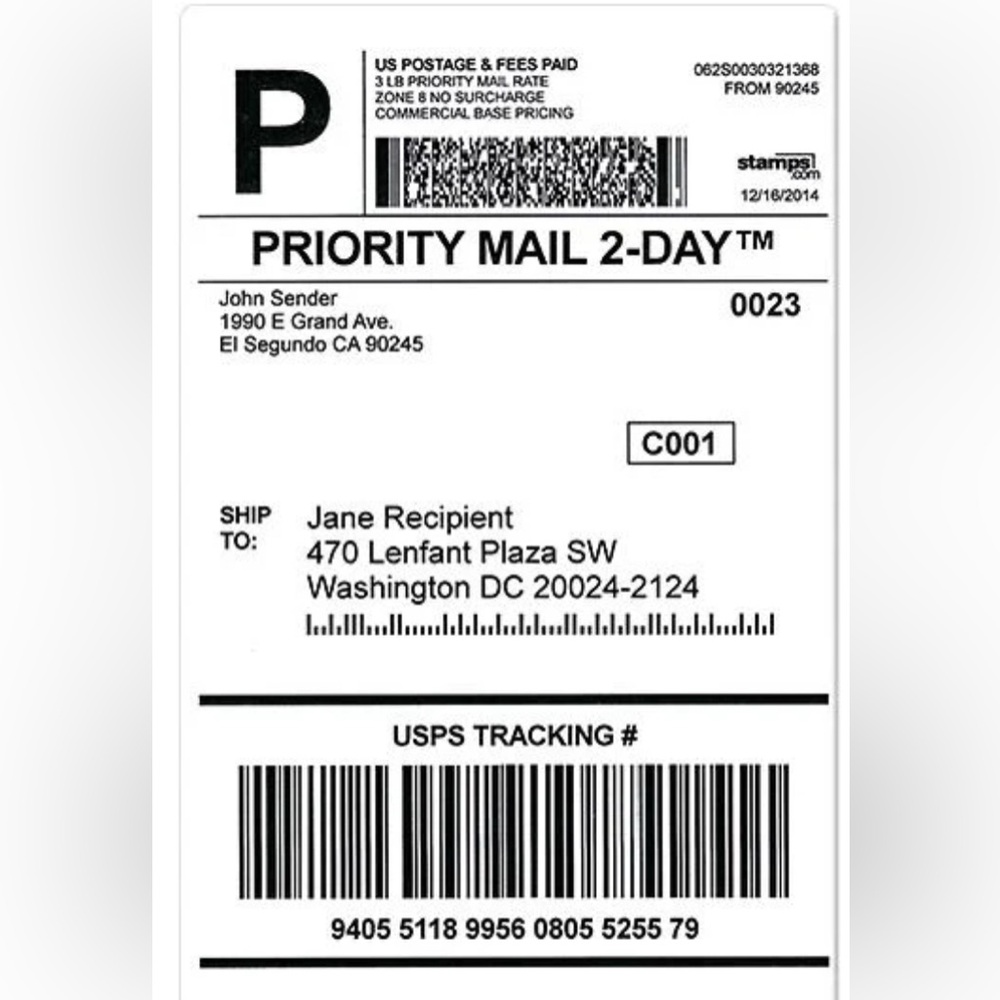 Shipping label